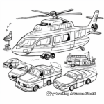 Police Transportation Fleet Coloring Pages: Cars, Helicopters, Boats 1
