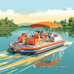 Pontoon Boat with People: Family Enjoyment Coloring Pages 4