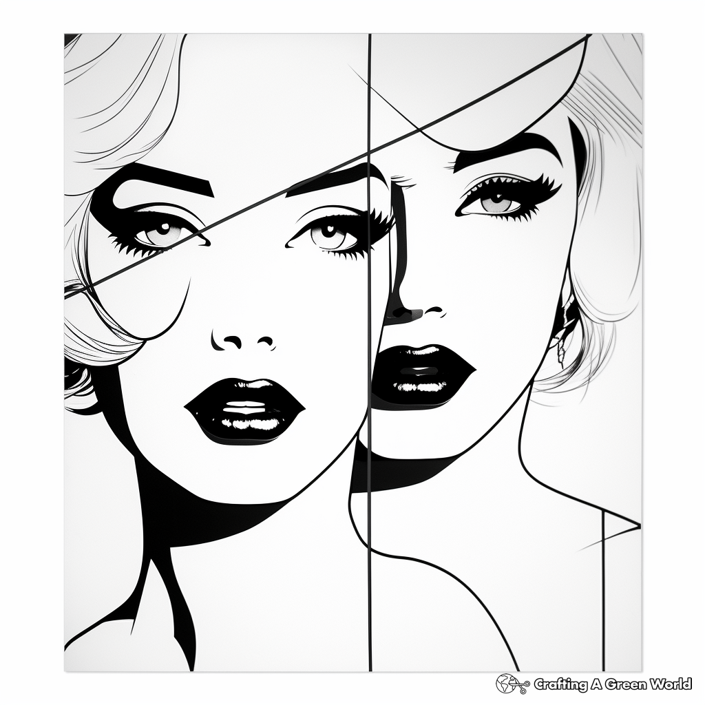 Pop Art Marilyn Diptych by Andy Warhol Coloring Pages 4