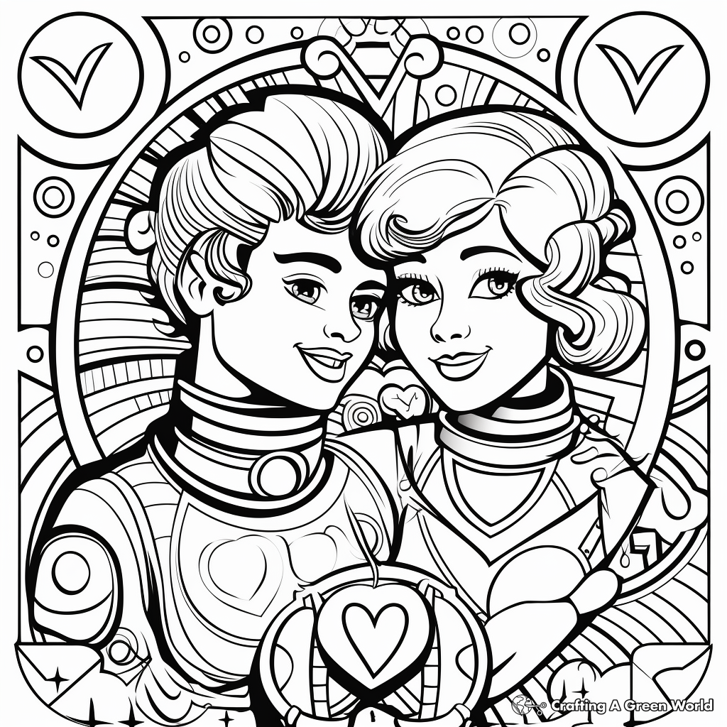 Pop Art Valentine's Day Coloring Pages 1