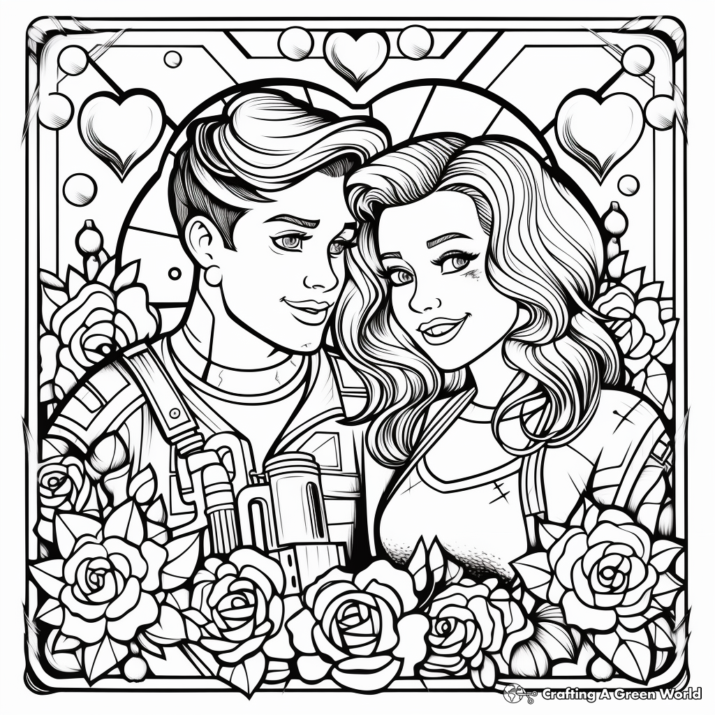 Pop Art Valentine's Day Coloring Pages 4