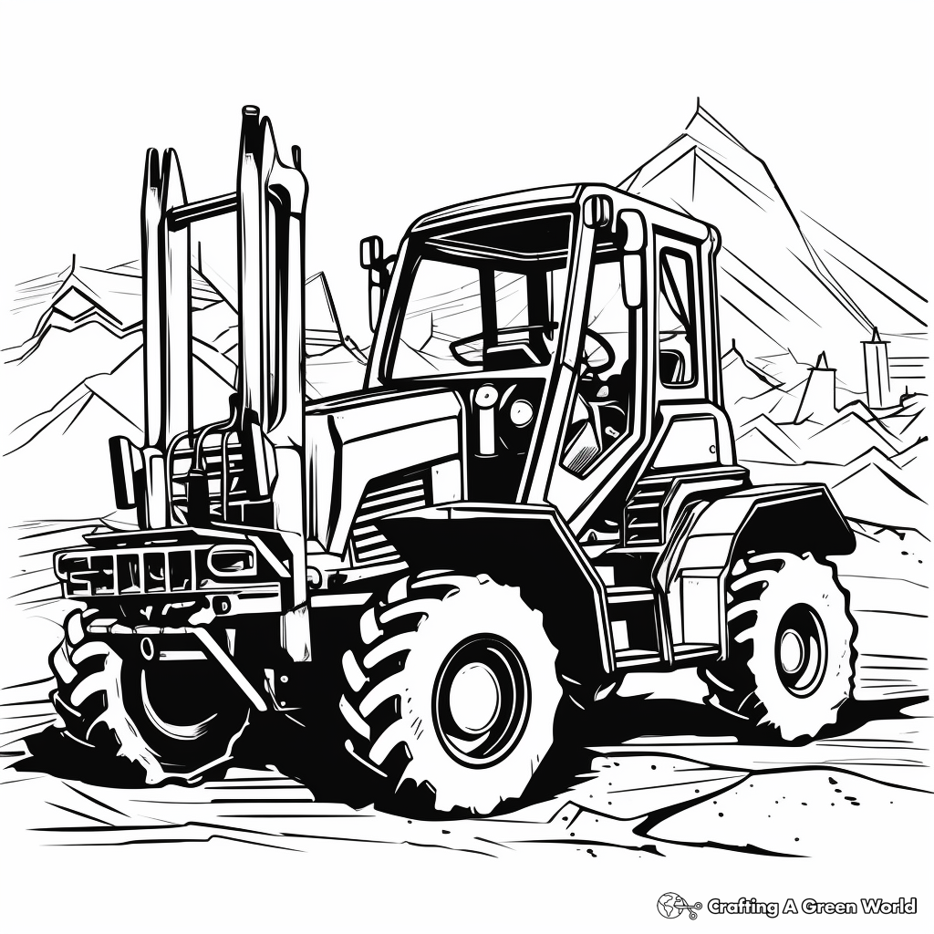 Powerful Rough Terrain Forklift Coloring Pages 1
