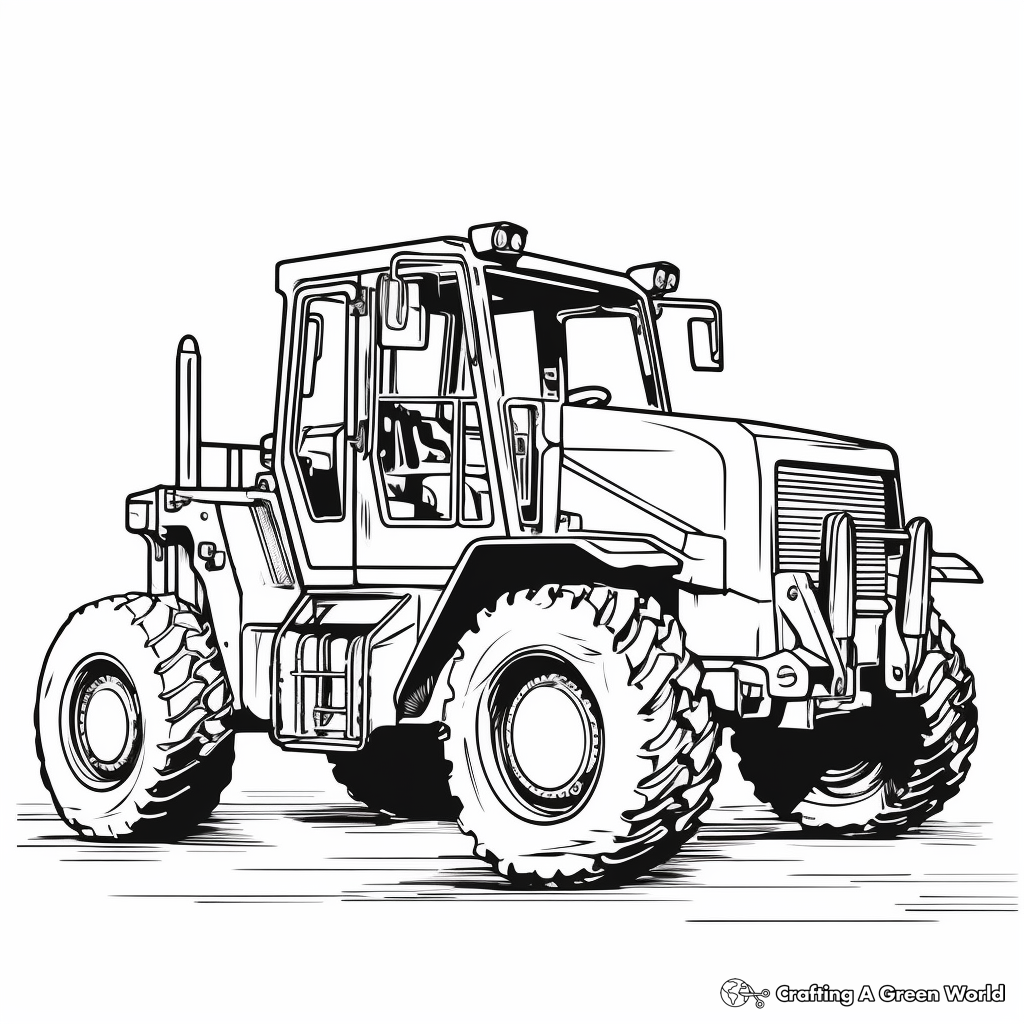 Powerful Rough Terrain Forklift Coloring Pages 2