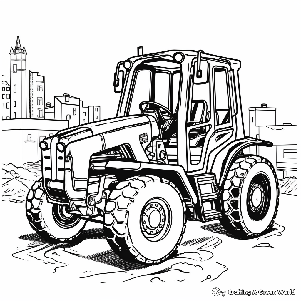 Powerful Rough Terrain Forklift Coloring Pages 4