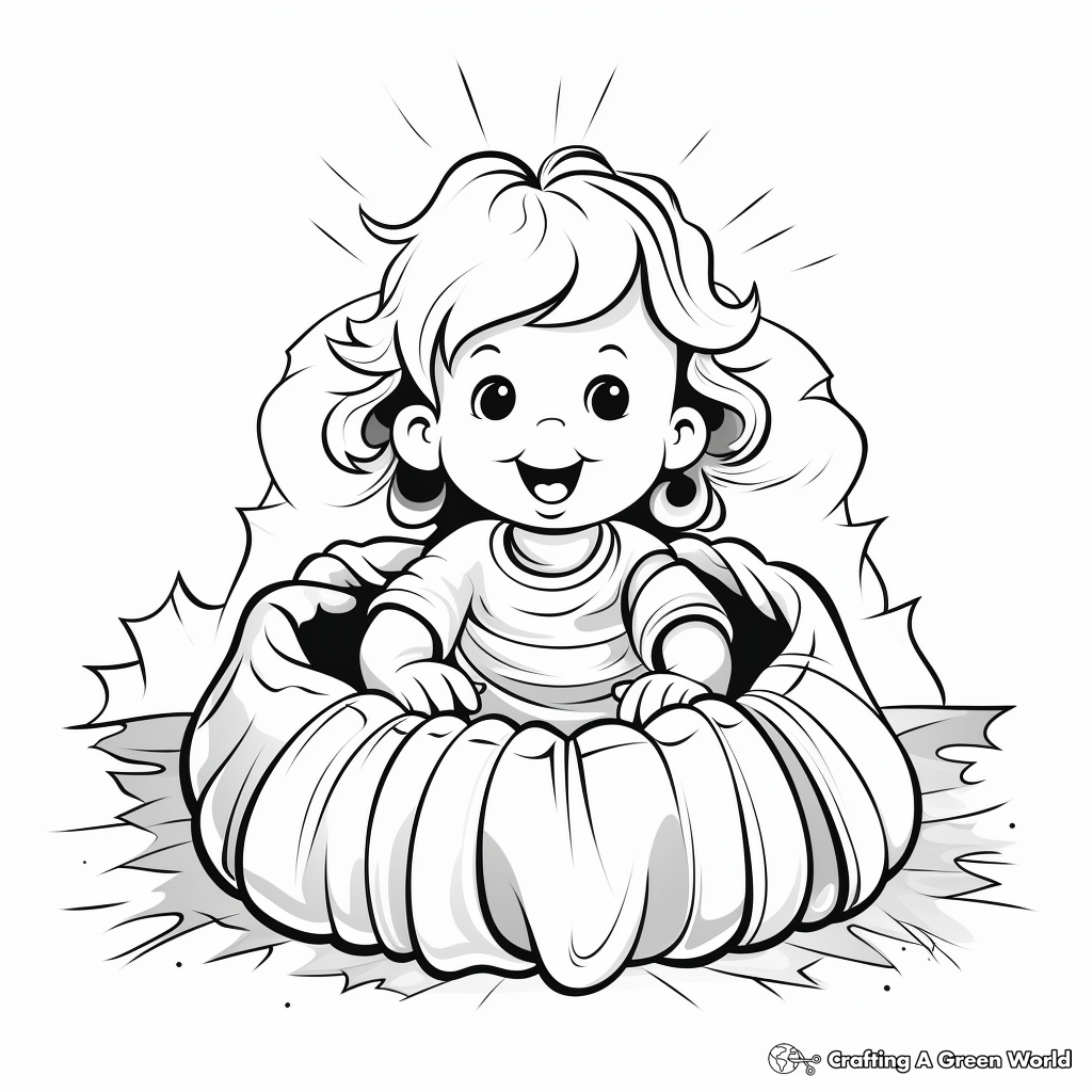 Precious Baby Jesus in Manger Coloring Pages 2