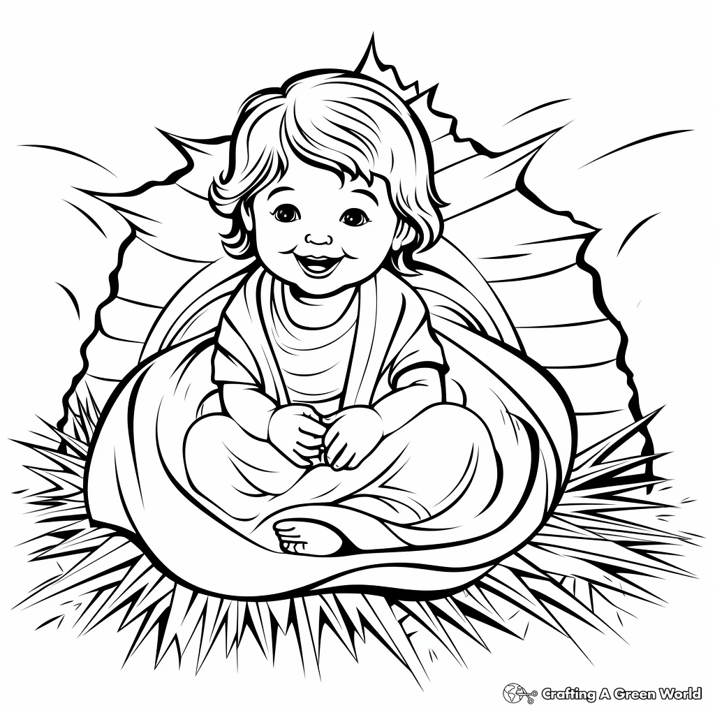 Precious Baby Jesus in Manger Coloring Pages 4