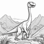Prehistoric Compysognathus and Volcano Landscape Coloring Pages 2