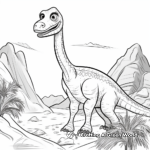 Prehistoric Compysognathus and Volcano Landscape Coloring Pages 4