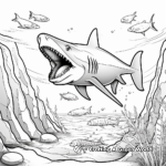 Prehistoric Ocean Megalodon Scene Coloring Pages 4