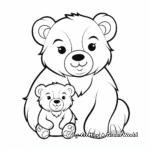 Pretty Mama Bear and Baby Bear Coloring Pages 1