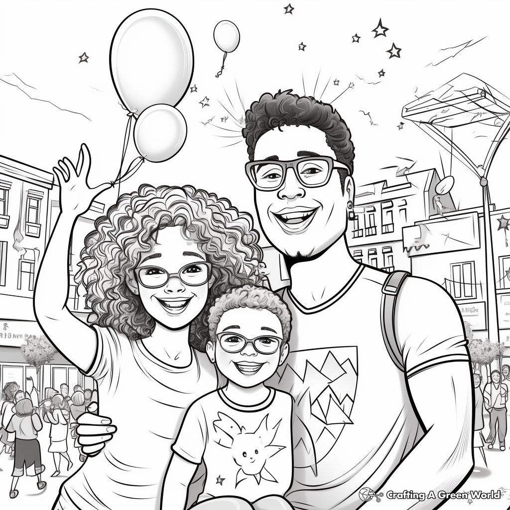 Pride Month: Celebration Scenes Coloring Pages 1