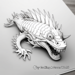 Printable 3D Dragon Fish Coloring Pages 2