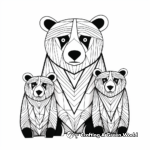 Printable Abstract Bear Family Coloring Pages for Artists 2