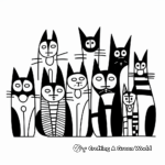 Printable Abstract Cat Pack Coloring Pages for Artists 3
