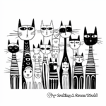 Printable Abstract Cat Pack Coloring Pages for Artists 4