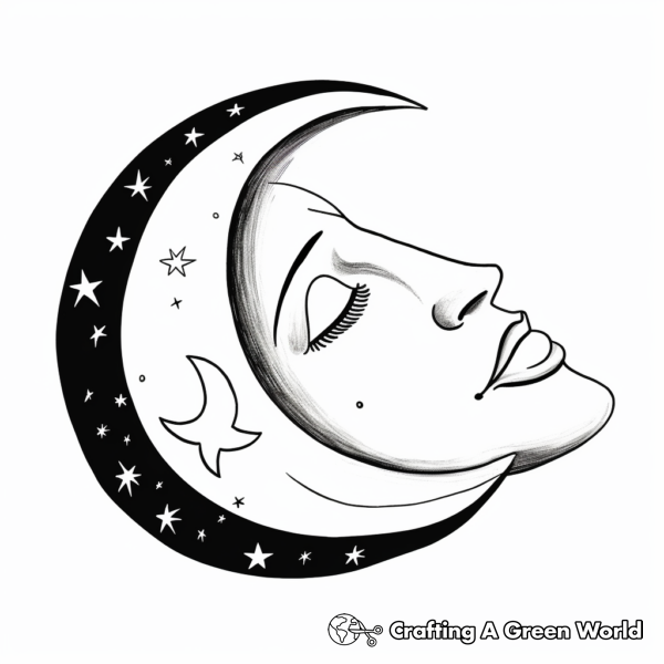 Crescent Moon Coloring Pages - Free &amp; Printable!