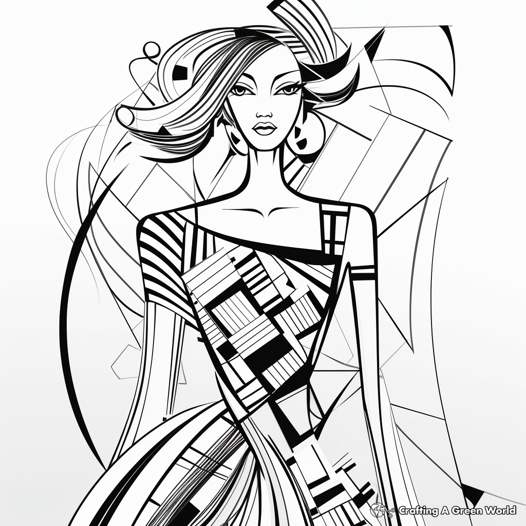 Printable Abstract Fashion Design Coloring Pages for Artists 2