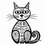 Printable Abstract Rainbow Cat Coloring Pages for Artists 1