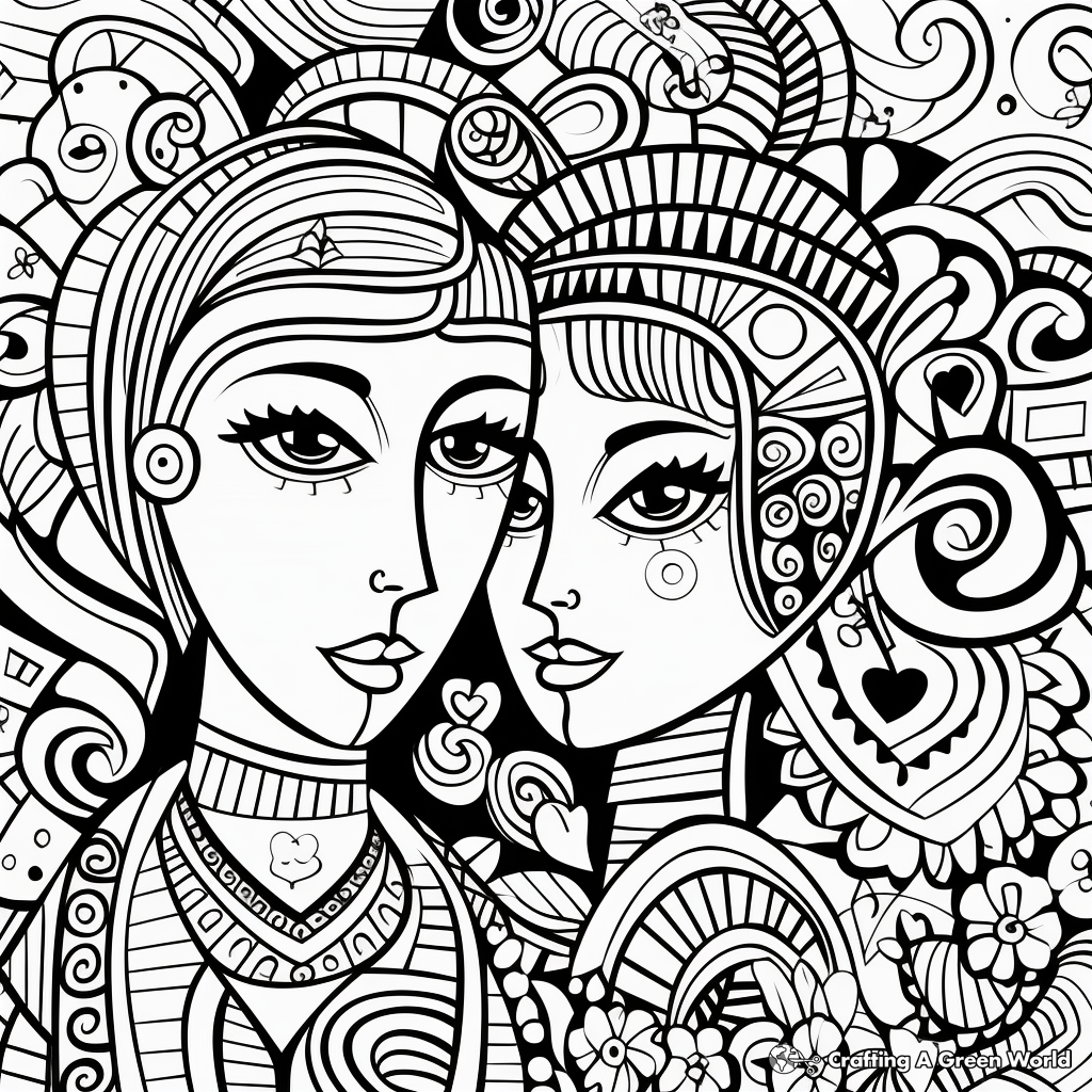 Printable Abstract Valentine's Day Coloring Pages 1