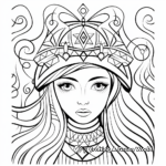 Printable Abstract Winter Princess Coloring Pages for Artists 1