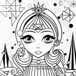 Printable Abstract Winter Princess Coloring Pages for Artists 4