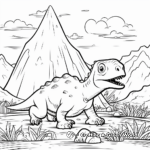 Printable Active Volcano and Dinosaurs Coloring Pages 2