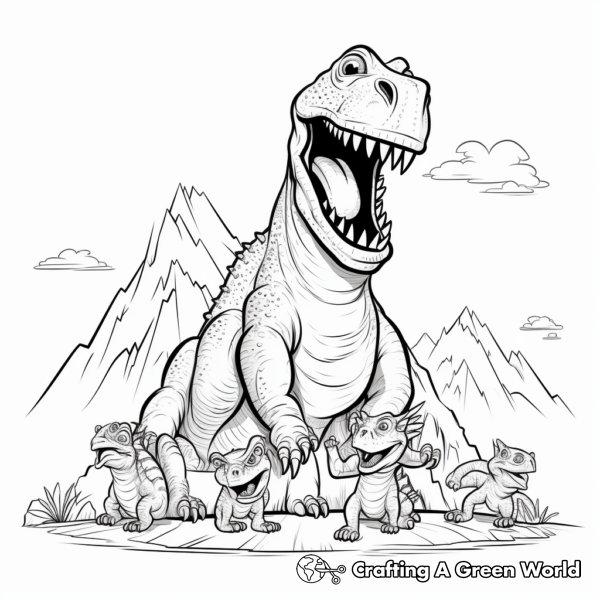 Dinosaur Volcano Coloring Pages - Free &amp; Printable!