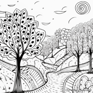 Printable Autumn Forest October Coloring Sheets 1