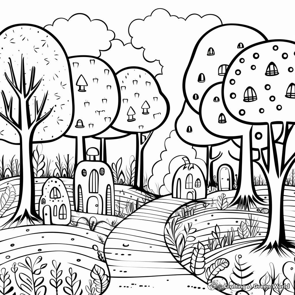 Printable Autumn Forest October Coloring Sheets 3