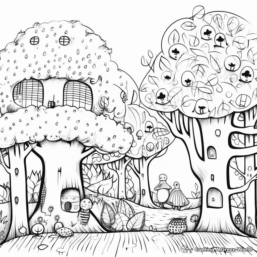 Printable Autumn Forest October Coloring Sheets 4