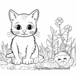 Printable Cat and Mouse in Garden Coloring Pages 2