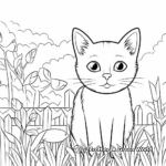 Printable Cat and Mouse in Garden Coloring Pages 4