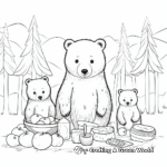 Printable Family Black Bear Picnic Coloring Pages 1