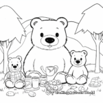 Printable Family Black Bear Picnic Coloring Pages 3