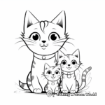 Printable Family of Cats Coloring Pages for Children 2