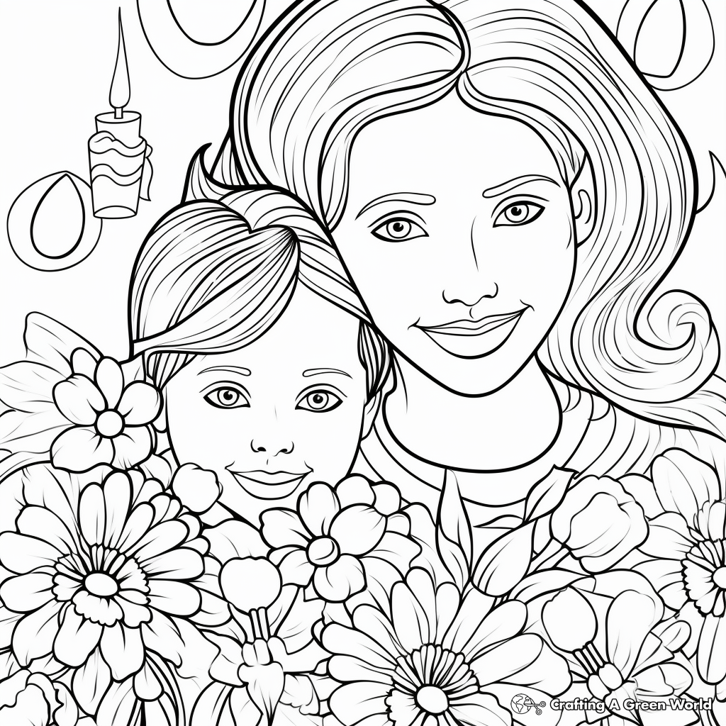 Printable Happy Birthday Mom Coloring Pages with Quotes 3