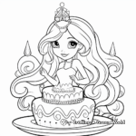 Printable Mermaid Queen Cake Coloring Pages 1