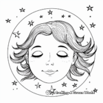 Printable Romantic Full Moon and Stars Coloring Pages 4