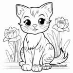Printable Scottish Fold and Daffodil Coloring Pages 4