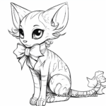 Printable Sphynx Cat with Bow Coloring Sheets 3