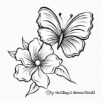 Printable Violet Flower and Butterfly Coloring Sheets 2
