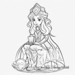 Printable Winter Princess with Ice Sculpture Coloring Pages 1