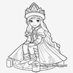 Printable Winter Princess with Ice Sculpture Coloring Pages 2