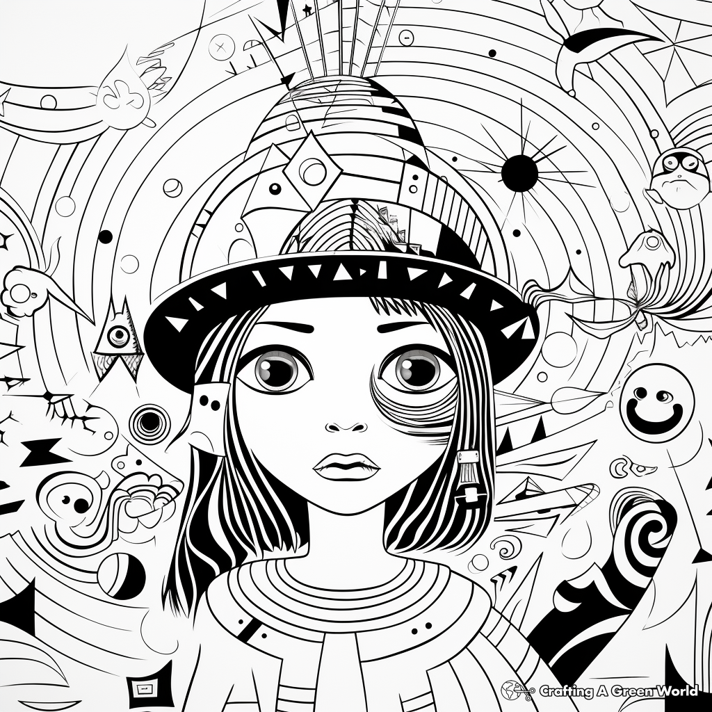 Psychedelic Digital Art for Mindful Coloring Pages 1