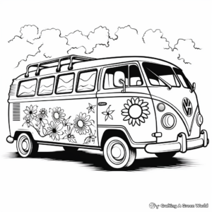 Psychedelic Hippie Van Coloring Pages 4