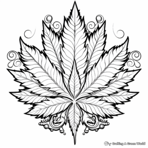 Psychedelic Marijuana Leaf Coloring Pages 1