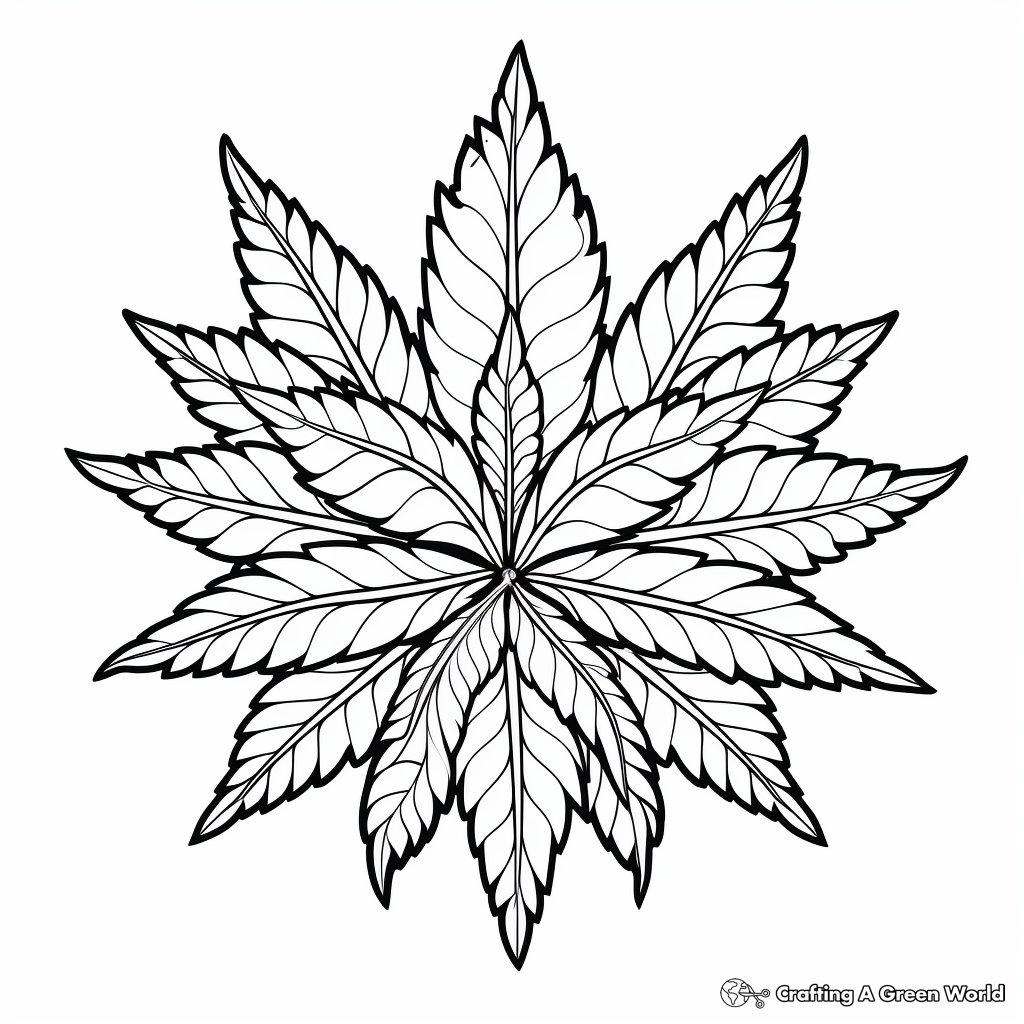 Psychedelic Marijuana Leaf Coloring Pages 2