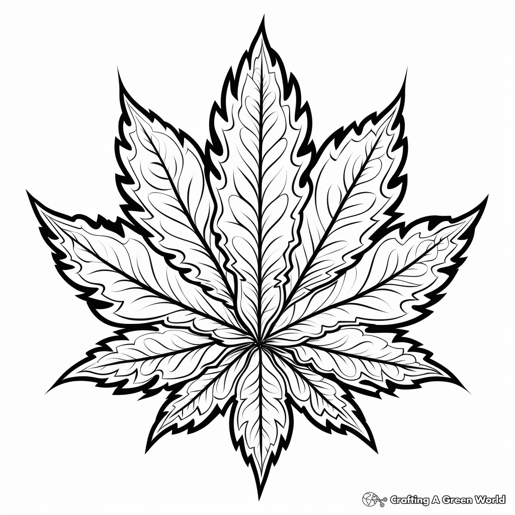 Psychedelic Marijuana Leaf Coloring Pages 4