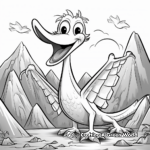 Pterodactyl and Volcano Background Coloring Pages 2