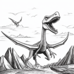 Pterodactyl and Volcano Background Coloring Pages 3